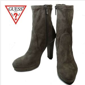 Guess Grey Gray Suede Ankle/Calf High Heel Boots